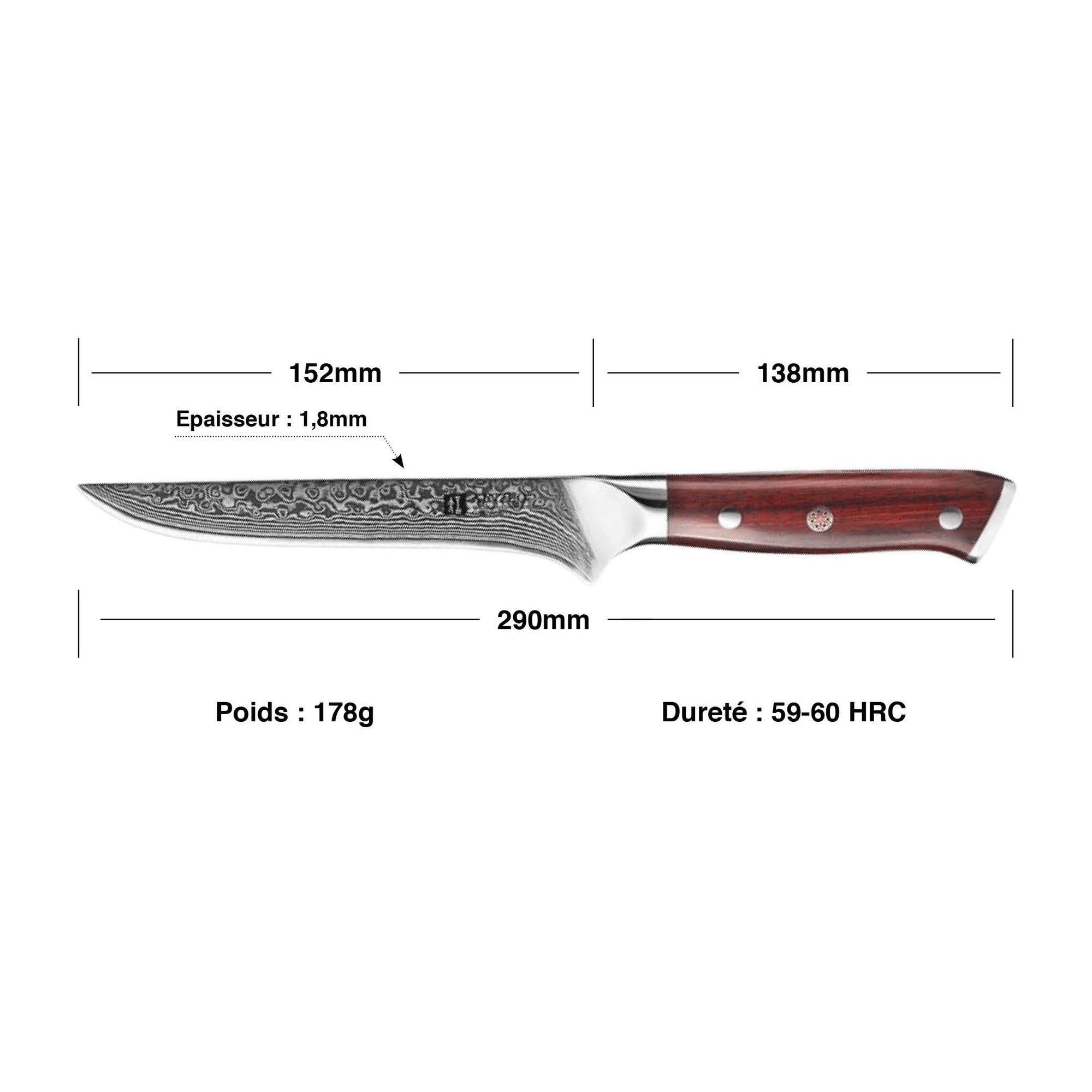 Couteau de Boucher Manche Palissandre