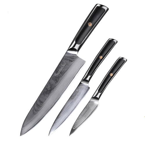 Ensemble de 3 petits couteaux de cuisine japonais en acier à haute teneur  en carbone, Nakiri, produit écologique, boucherie, BBQ, bois d'olive
